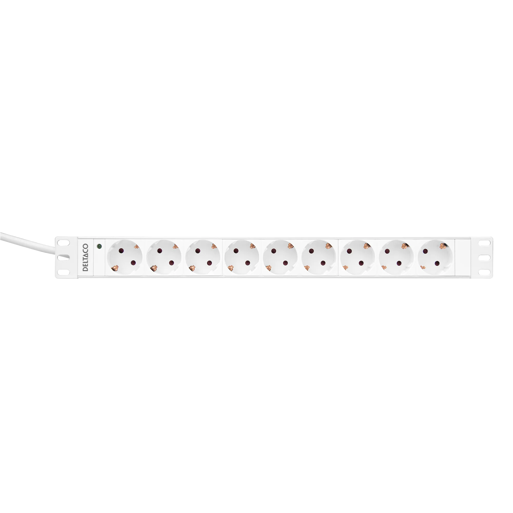 Deltaco GT-8634W 9 outlets Power Strip, 3m, White