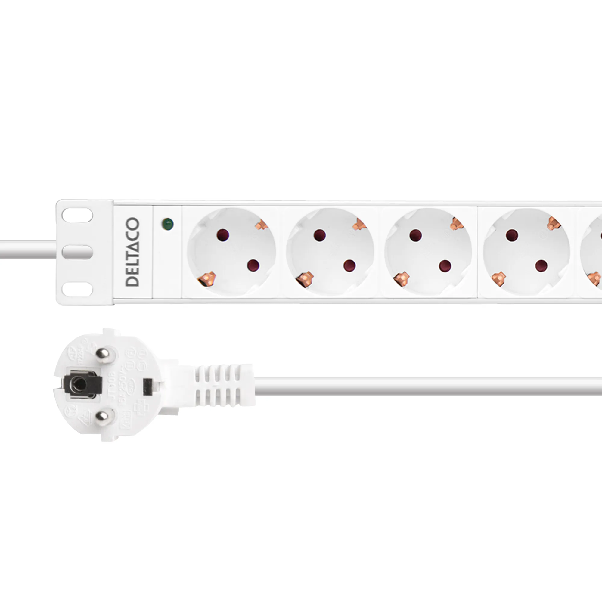 Deltaco GT-8634W 9 outlets Power Strip, 3m, White
