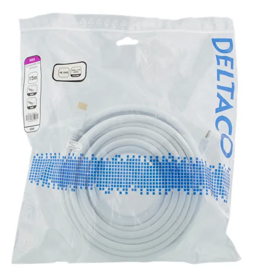 Deltaco  HDMI &ndash; HDMI 1.4 - cable, 15 m, White
