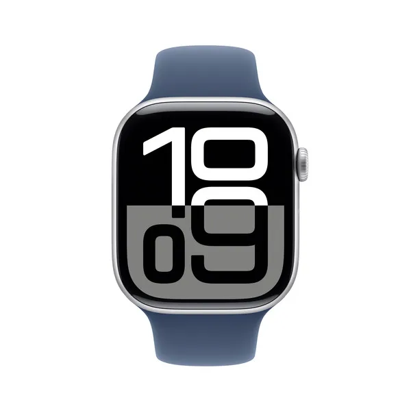 APPLE Watch Series 10 GPS + Cellular 46mm Silver Aluminium Case with Denim Sport Band - S/M
