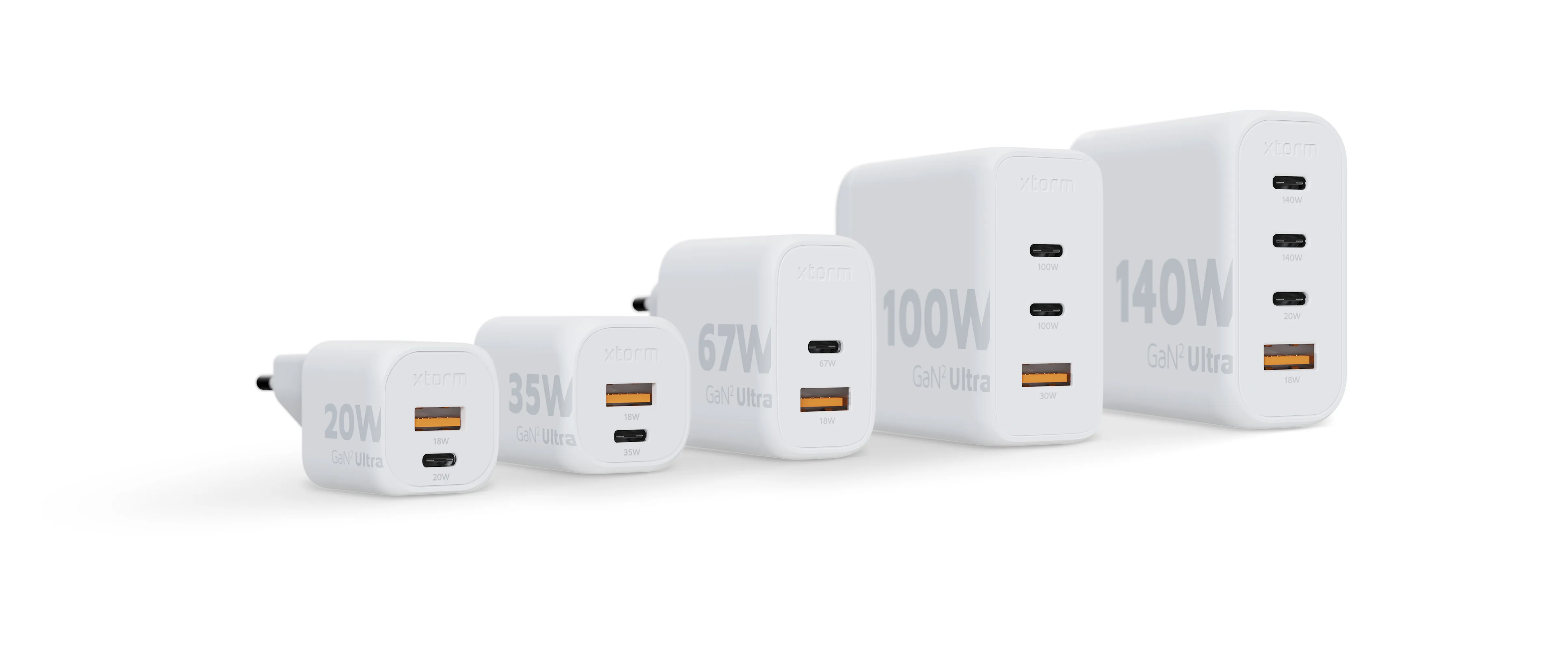 Xtorm 140W GaN2 Ultra Kotilaturi 3xUSB-C/USB-A -laturi, Valkoinen