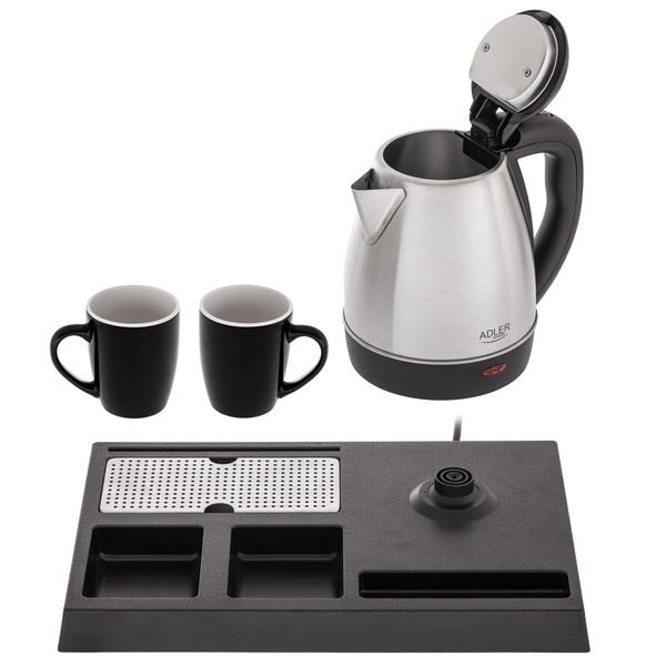Adler AD 1354 kettle, 1.2L, 1500W, Black/Stainless steel