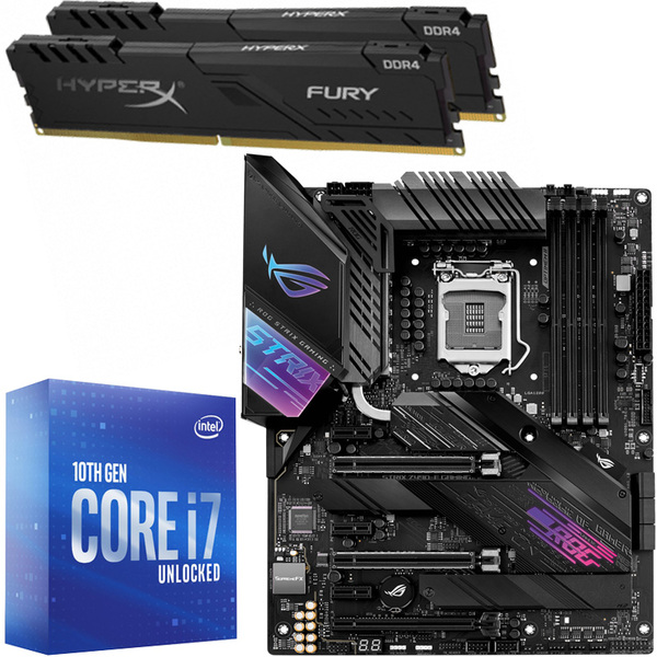 Bundle + Kingston 32GB HyperX Fury, 3200 MHz + Asus ROG Strix Z490-E Gaming ATX + Intel Core i7-10700K