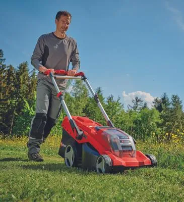 Einhell RASARRO 36/42 Brushless Cordless Push Lawn Mower, 36 Volt, 2 x 5.2 Ampere-hour, 420 millimeter, Black, Red