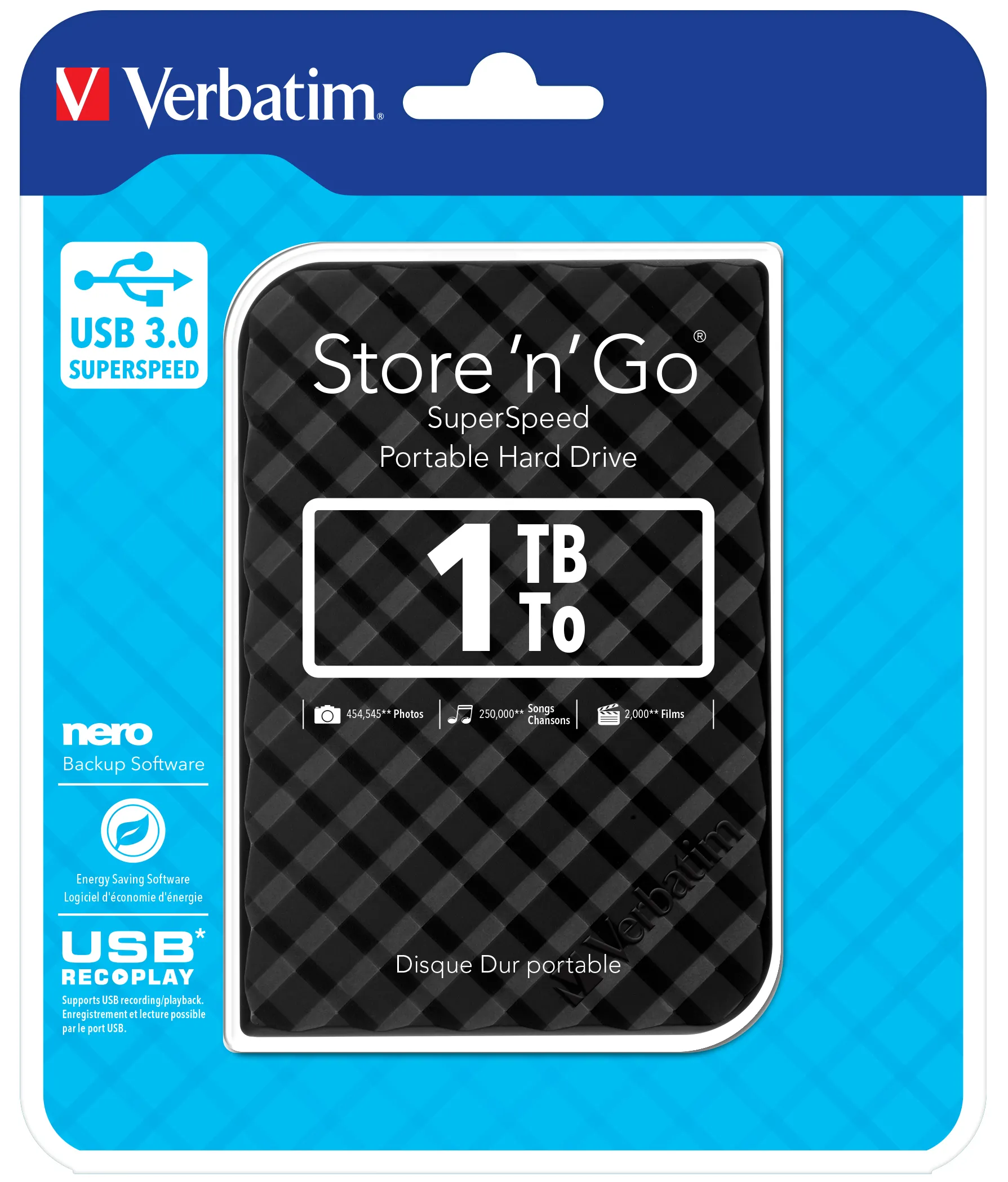 Verbatim Store 'n' Go 1TB - External HDD, Black