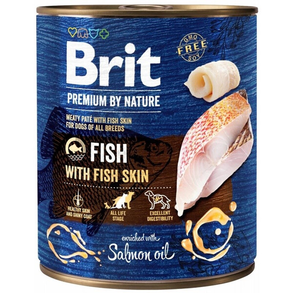 Brit Premium by Nature Fish with Fish Skin, Koiran m&auml;rk&auml;ruoka, Adult, Viljaton, Gluteeniton, 800 g