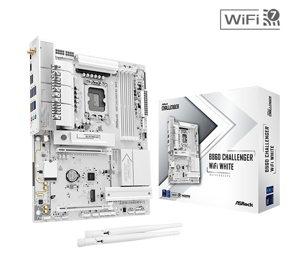 ASRock B860 Challenger WiFi 7 LGA1851 ATX Motherboard, White