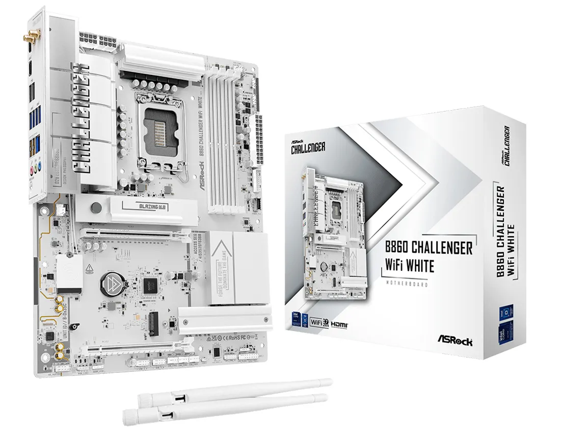 ASRock B860 Challenger WiFi 7 LGA1851 ATX Motherboard, White