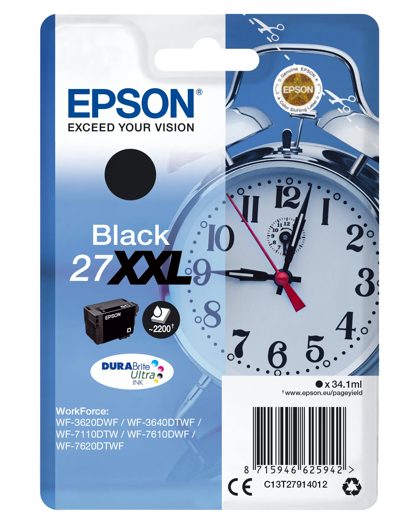Epson 27 XXL bl&auml;ckpatron, 34.1 ml, svart