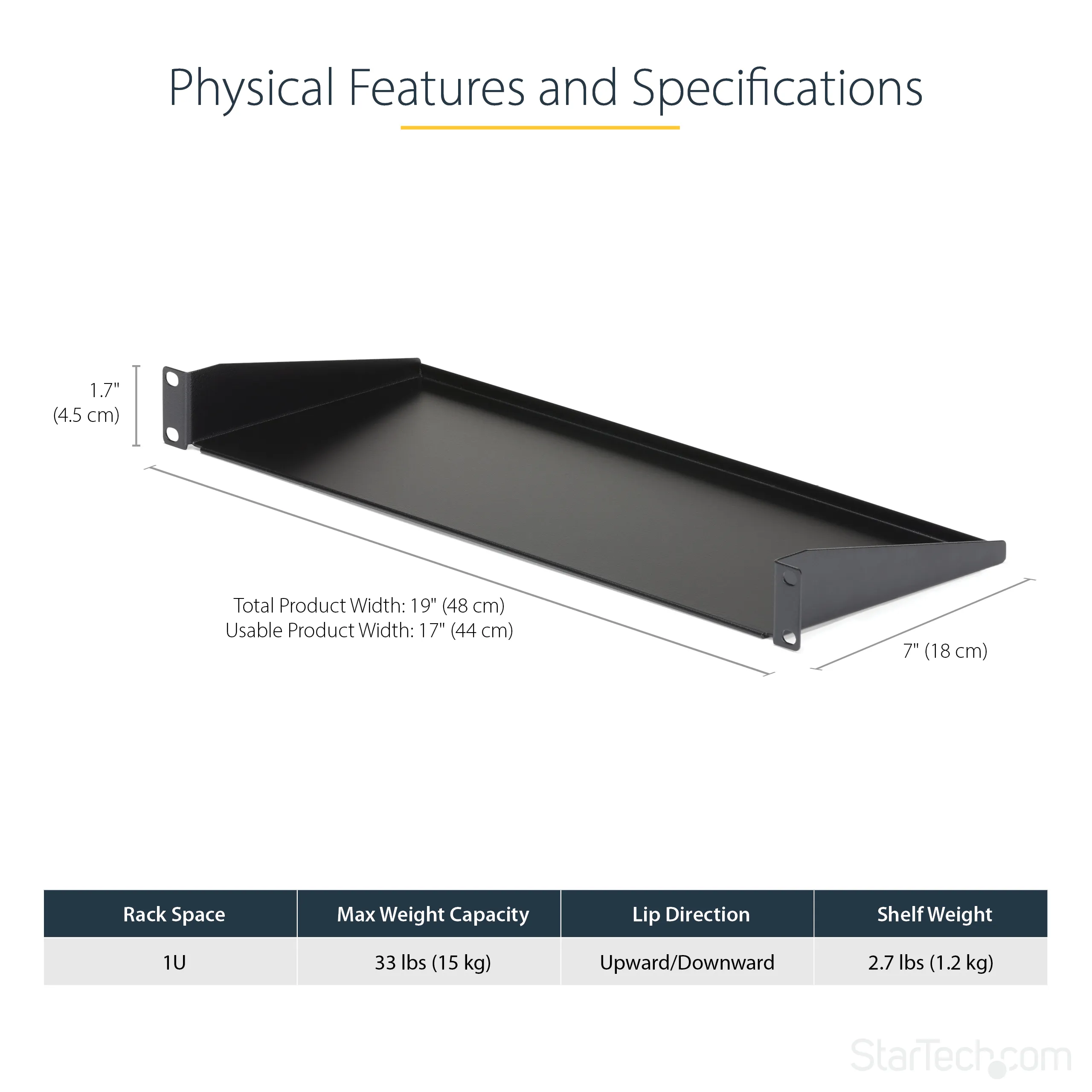 1U FIXED RACK MOUNT SHELF