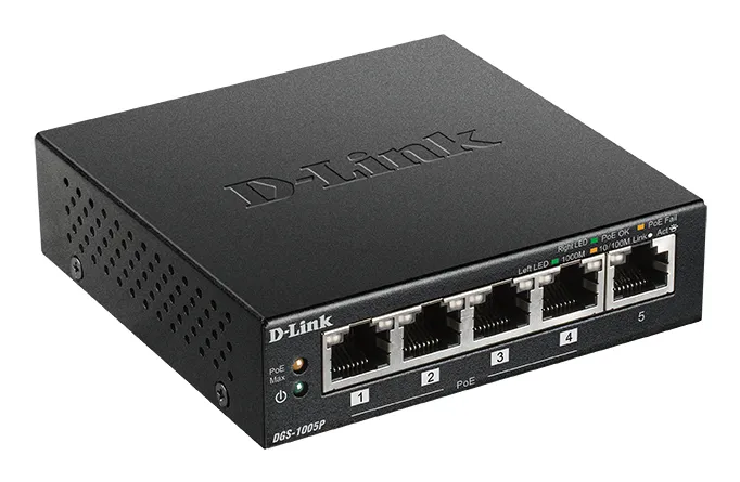 D-Link 5-Port Desktop Gigabit PoE+ Switch
