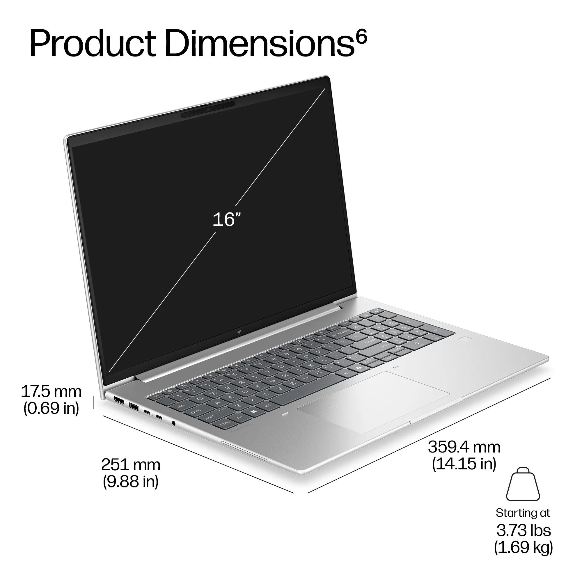 HP ProBook 4 G2i 16" Ultra 5 325, 32 GB, 512 GB, Win 11 Pro - b&auml;rbar dator