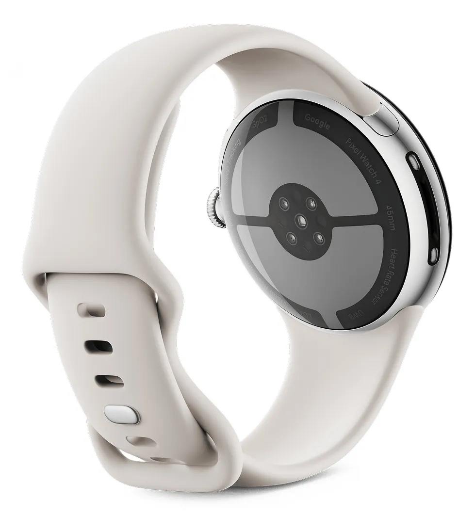 Google Pixel Watch 4 45mm AMOLED Smartwatch, Silver/Porcelain