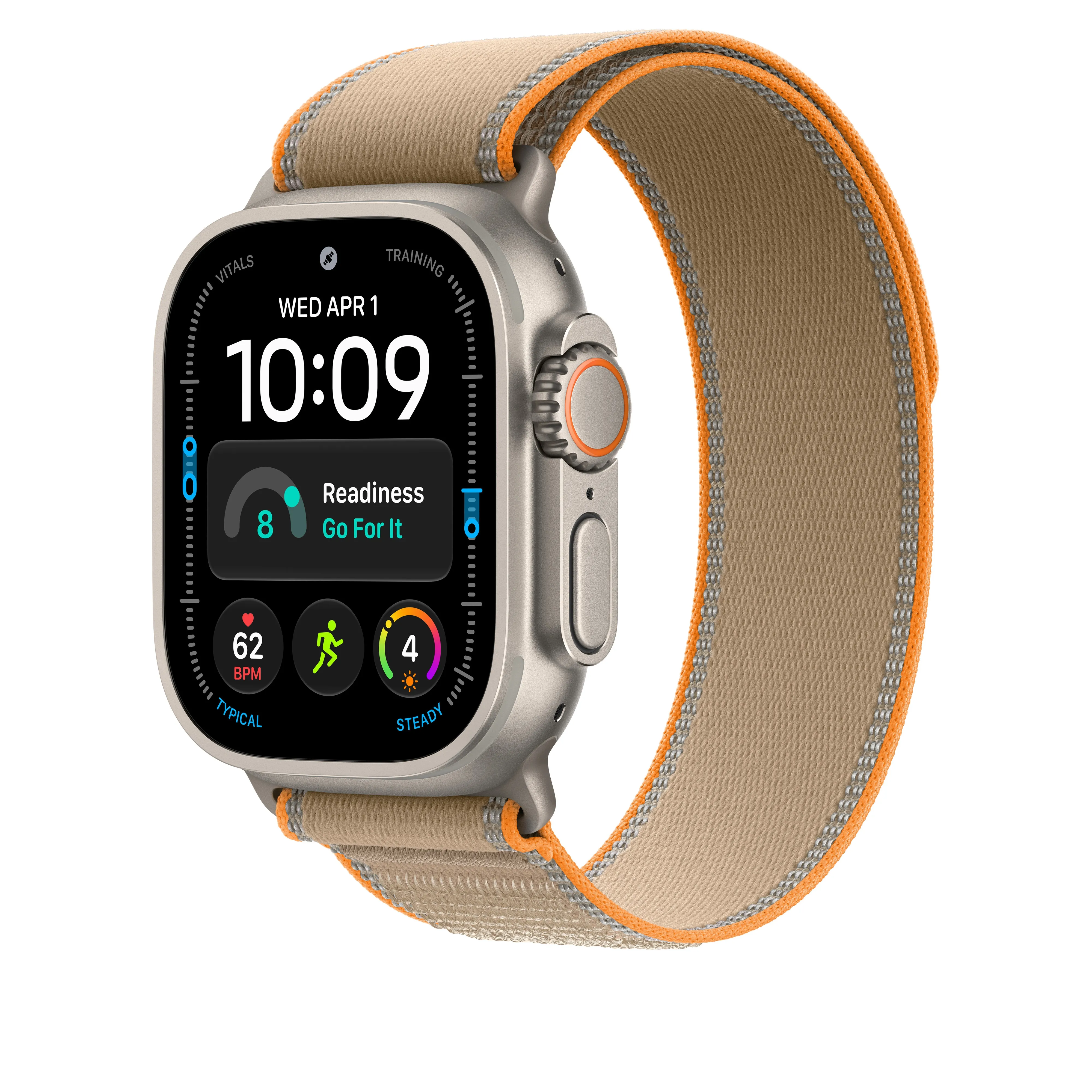Apple Watch 49 mm -Trail-ranneke, hiekanv&auml;rinen, M/L, luonnontitaani