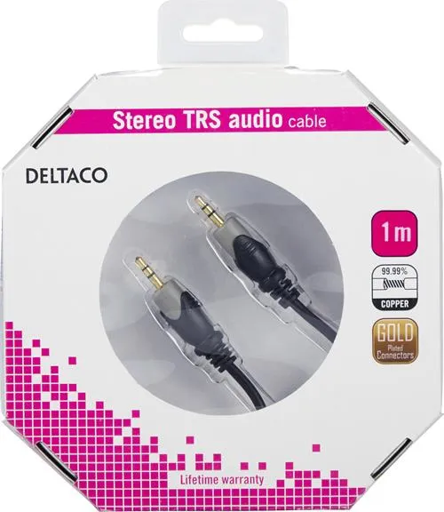 Deltaco 3.5mm &ndash; 3.5mm - audio cable, male/male, 1 m, Black