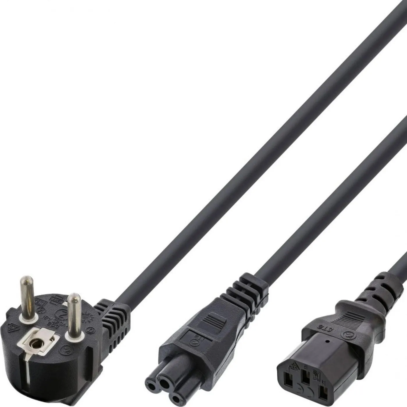 MicroConnect PE011418 CEE 7/7 - IEC 60320 C13 and IEC 60320 C5 - power splitter cable, 1.8 m, Black