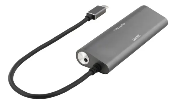 DELTACO 4-port USB Hubb, Type C male, 4xType A female, alu, black
