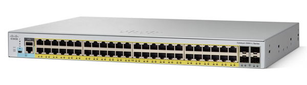 Cisco Catalyst 2960L-48PS-LL - Kytkin - Hallinnoitu - 48 x 10/100/1000 (PoE+) + 4 x Gigabit SFP (uplink) - ty&ouml;p&ouml;yt&auml;, r&auml;kkiin asennettava - PoE+ (370 W)