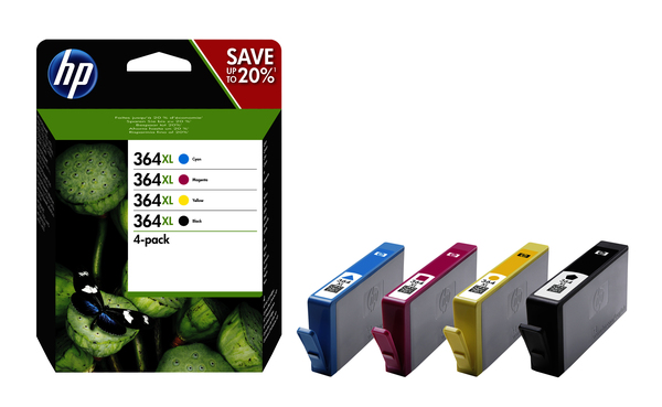 HP 364XL CMYK Ink Cartridge Combo 4-Pack Standard Capacity