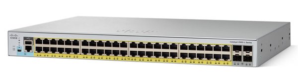 Cisco Catalyst 2960L-48PS-LL - Kytkin - Hallinnoitu - 48 x 10/100/1000 (PoE+) + 4 x Gigabit SFP (uplink) - ty&ouml;p&ouml;yt&auml;, r&auml;kkiin asennettava - PoE+ (370 W)