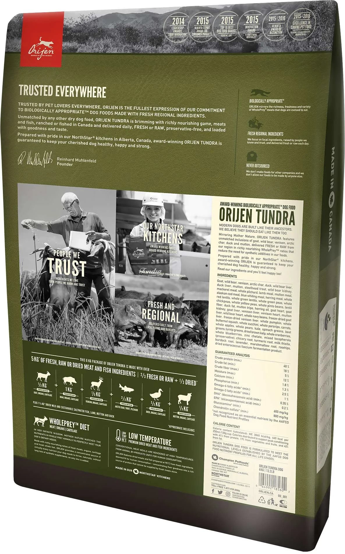 ORIJEN Tundra, Dry food for dogs, Adult, Grain Free, 11.4kg