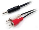 EQUIP 14709207 3,5 mm &ndash; 2x RCA -audiokaapeli, 2,5 m, musta