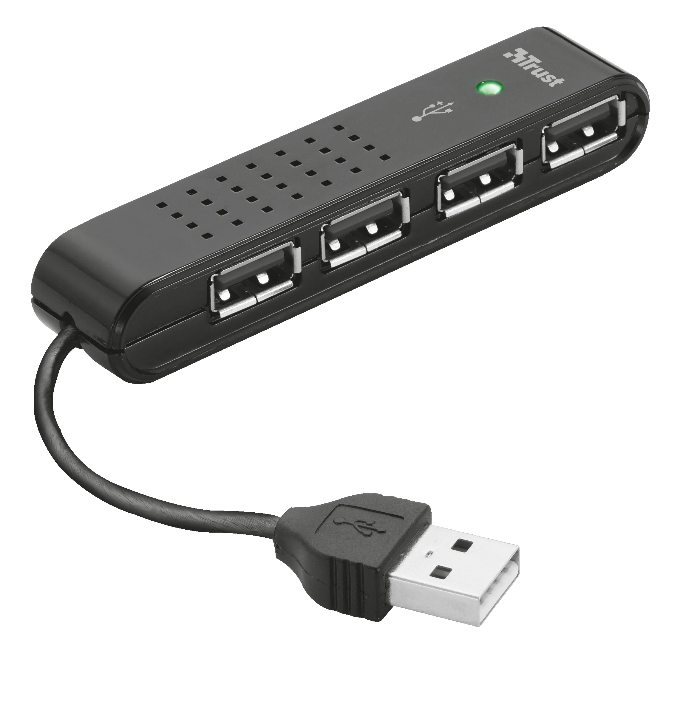 Trust Vecco 4 Port USB 2.0 Mini Hub. Eritt&auml;in pienikokoinen 4-porttinen USB 2.0 -reititin: ihanteellinen kannettavien k&auml;ytt&auml;jille.