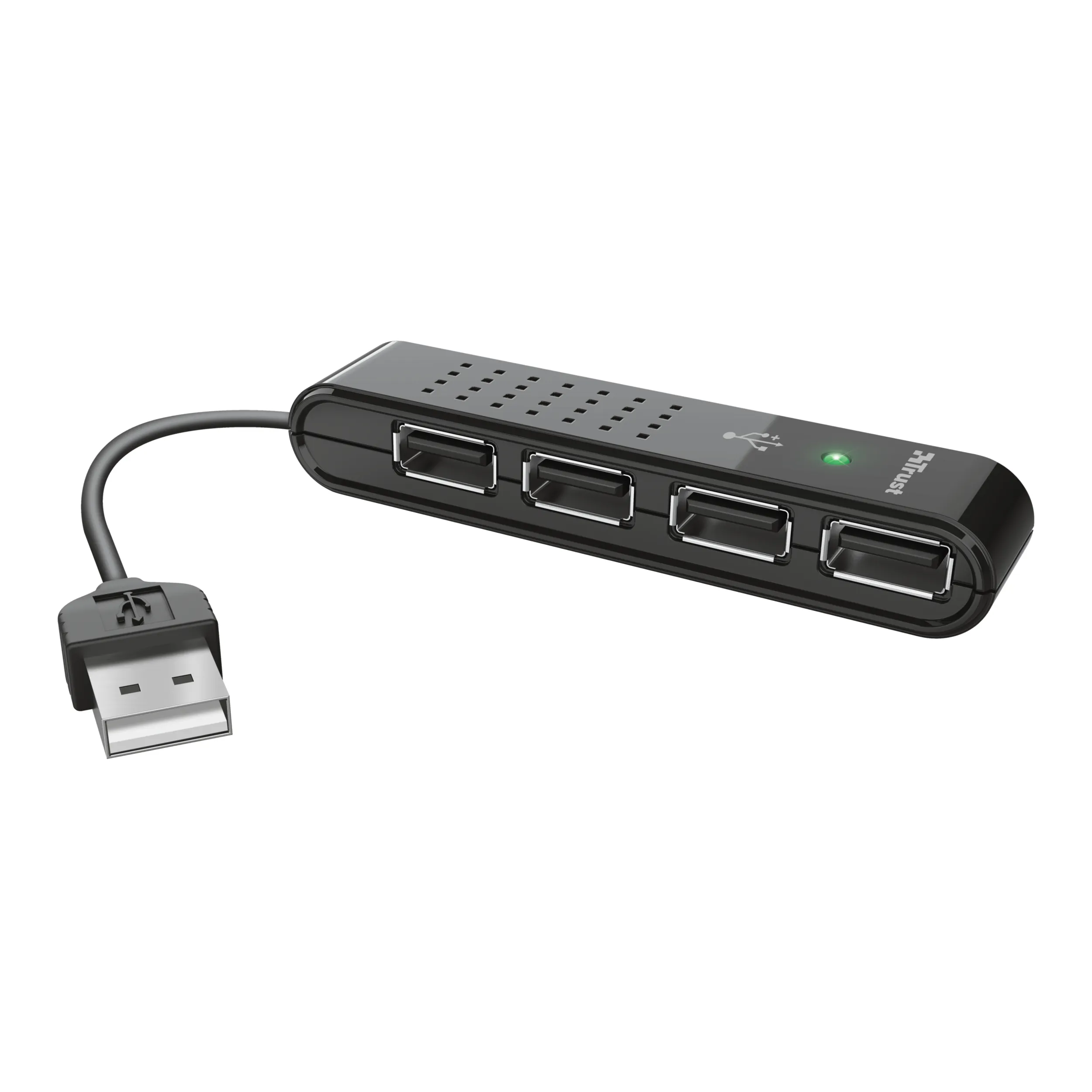 Trust Vecco 4 Port USB 2.0 Mini Hub. Eritt&auml;in pienikokoinen 4-porttinen USB 2.0 -reititin: ihanteellinen kannettavien k&auml;ytt&auml;jille.