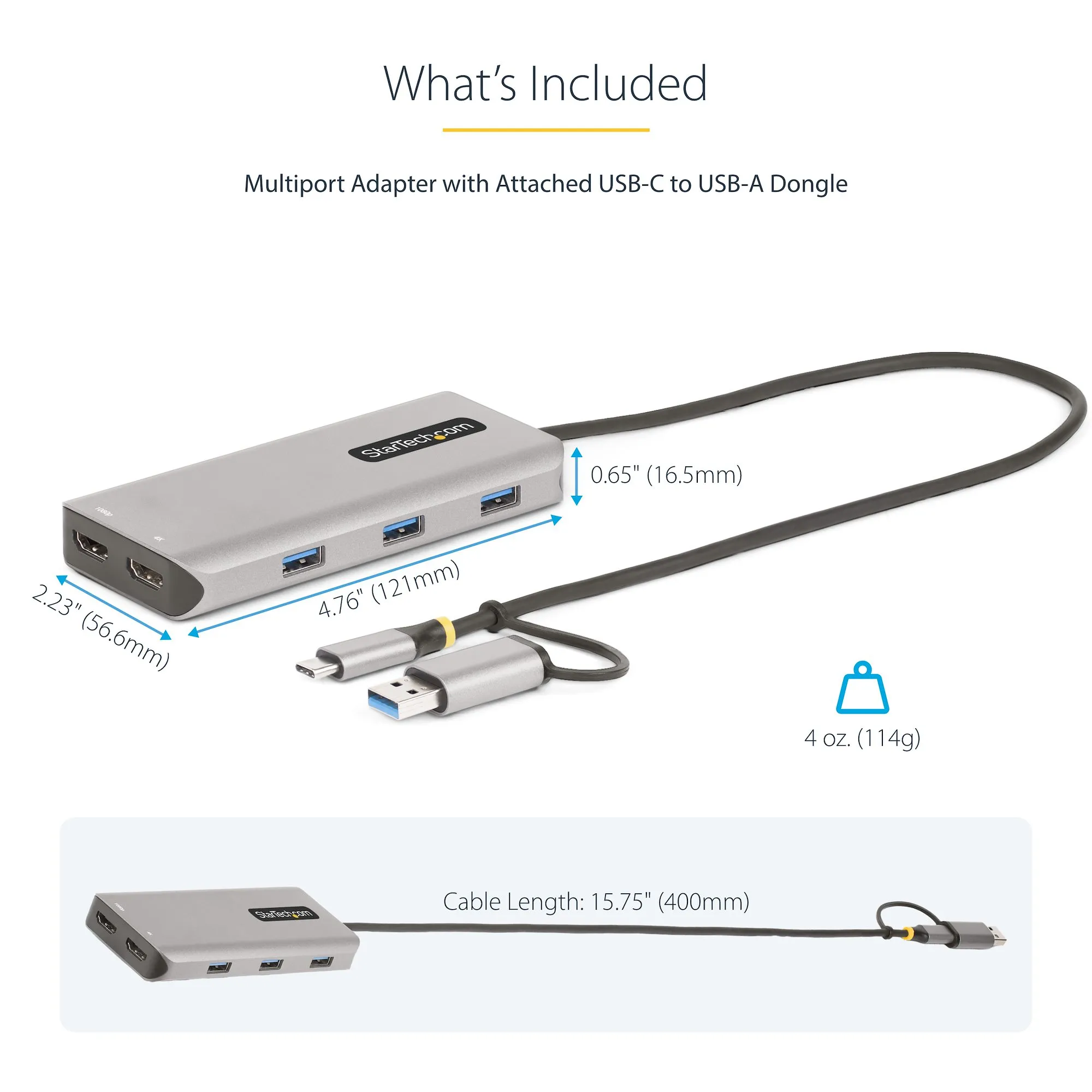Startech USB-C - USB-A Multiport Dual HDMI - adapter