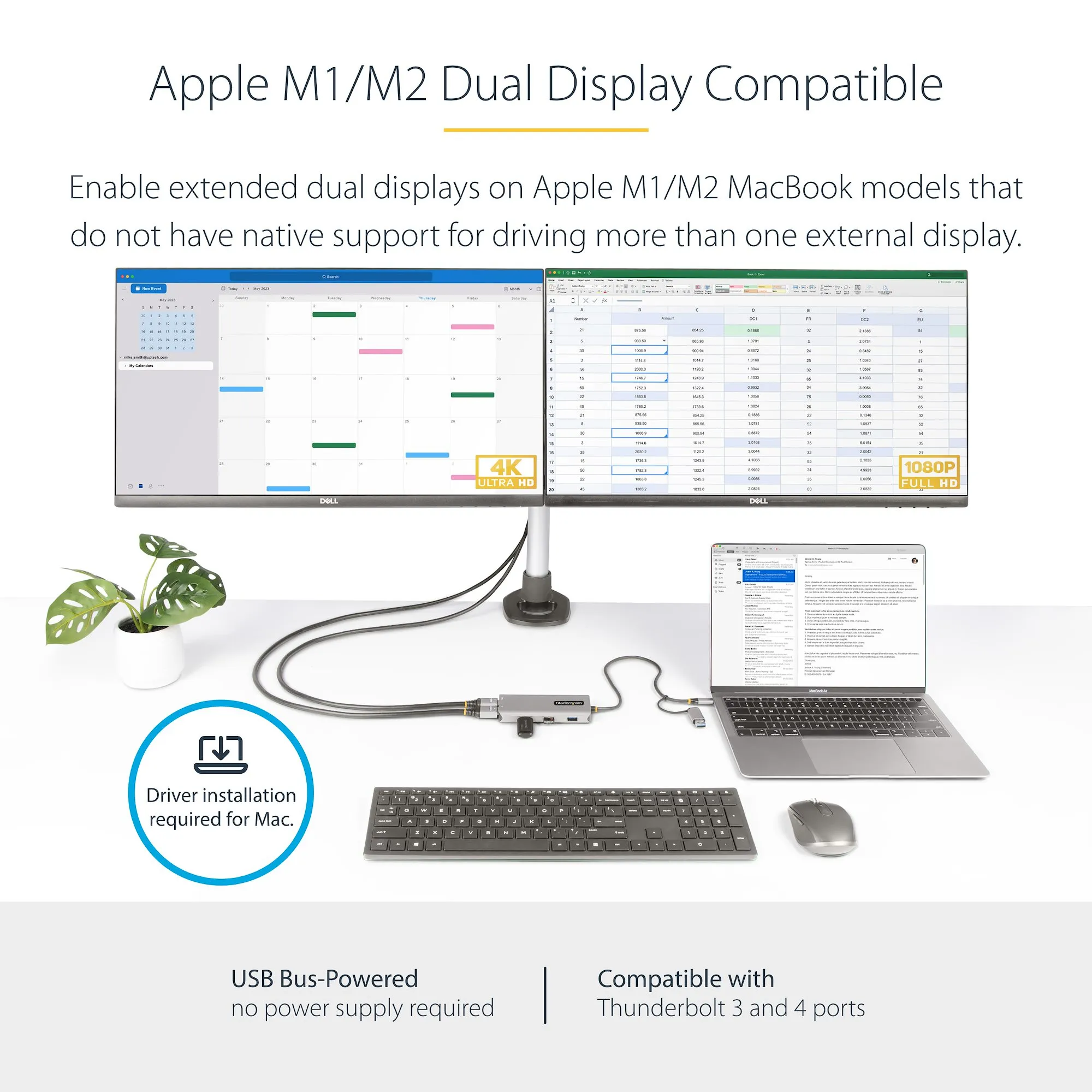 Startech USB-C - USB-A Multiport Dual HDMI - adapter