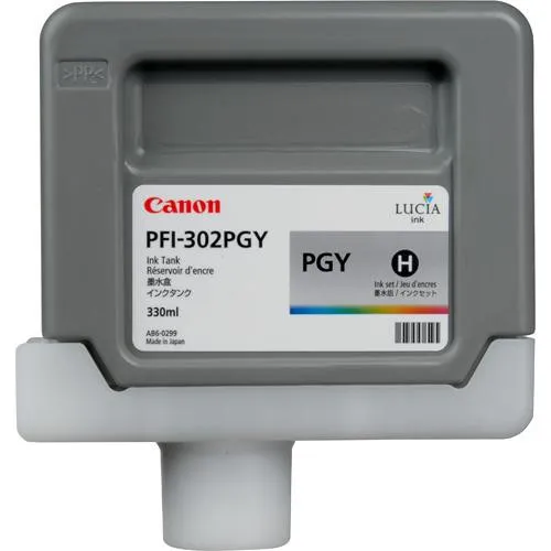 Canon PFI-302PGY bl&auml;ckpatron, 330 ml, fotogr&aring;