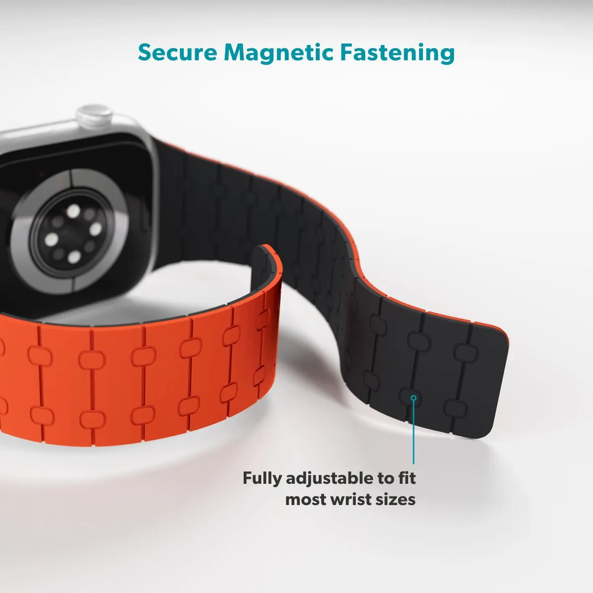 Epico Magnetic+ Silicone Watch Band | Apple Watch SE (40mm)/Series 1-9 (38/40/41mm) 10-11 (42mm) | Orange | Thin | Stong Magnetic Clasp
