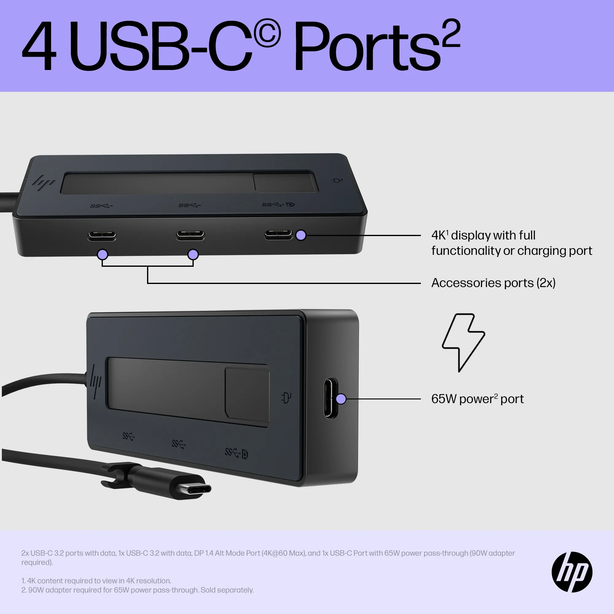 HP 4K USB-C Multiport Hub EMEA-INTL EN L