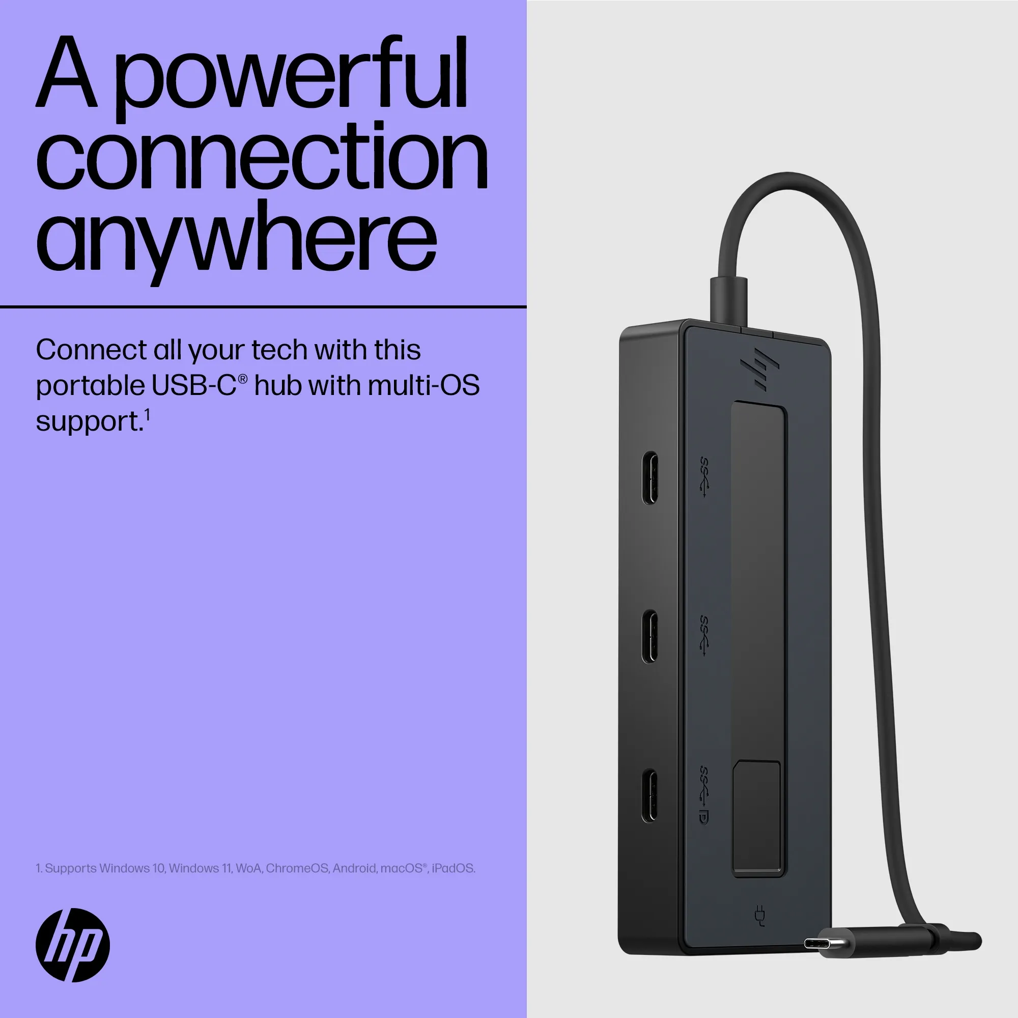 HP 4K USB-C Multiport Hub EMEA-INTL EN L