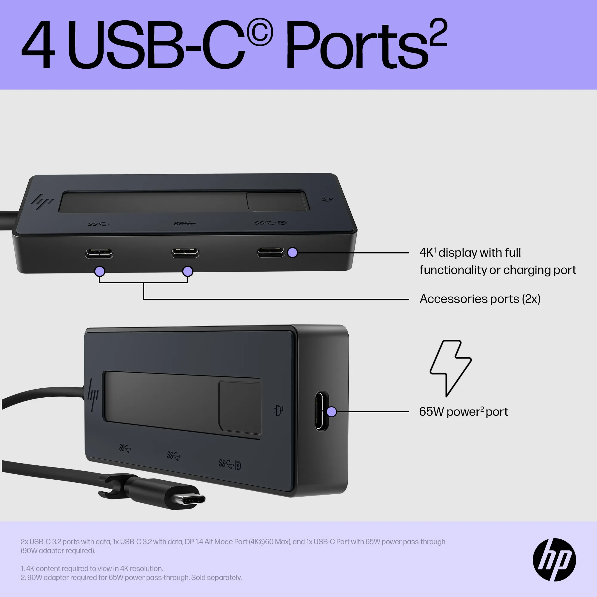 HP 4K USB-C Multiport Hub EMEA-INTL EN L