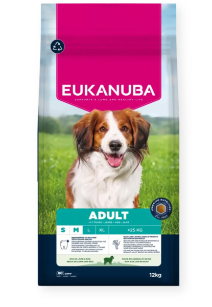 Eukanuba Adult Small/Medium Lamb & Rice, Koiran kuivaruoka, 12 kg