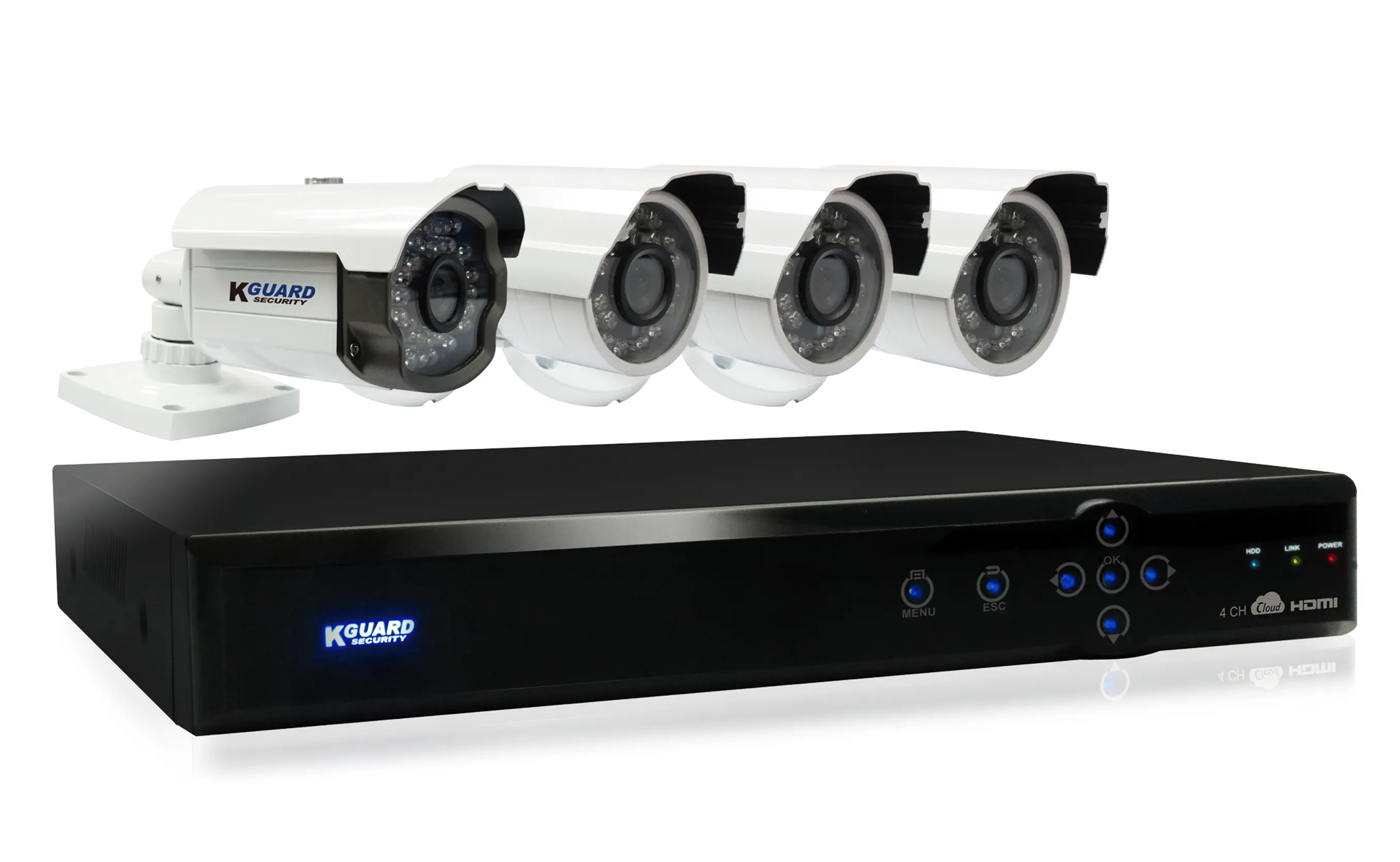 KGUARD Aurora Series Combo Kit AR421, DVR-kit med 4 kameror, svart
