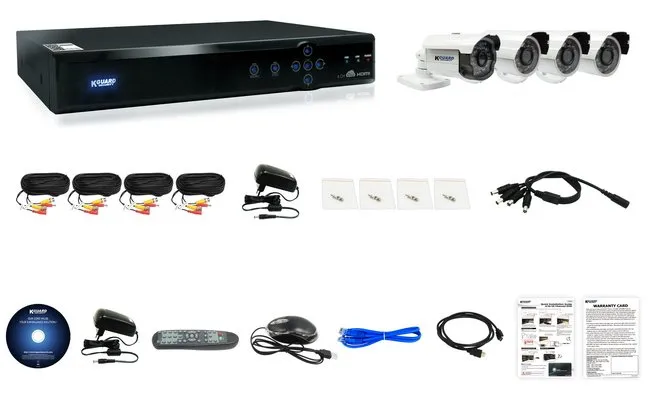 KGUARD Aurora Series Combo Kit AR421, DVR-kit med 4 kameror, svart