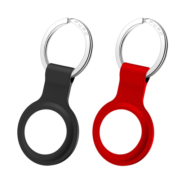 Puro ICON AirTag ‑ Holder with Key Ring, Black/Red (2 pcs)