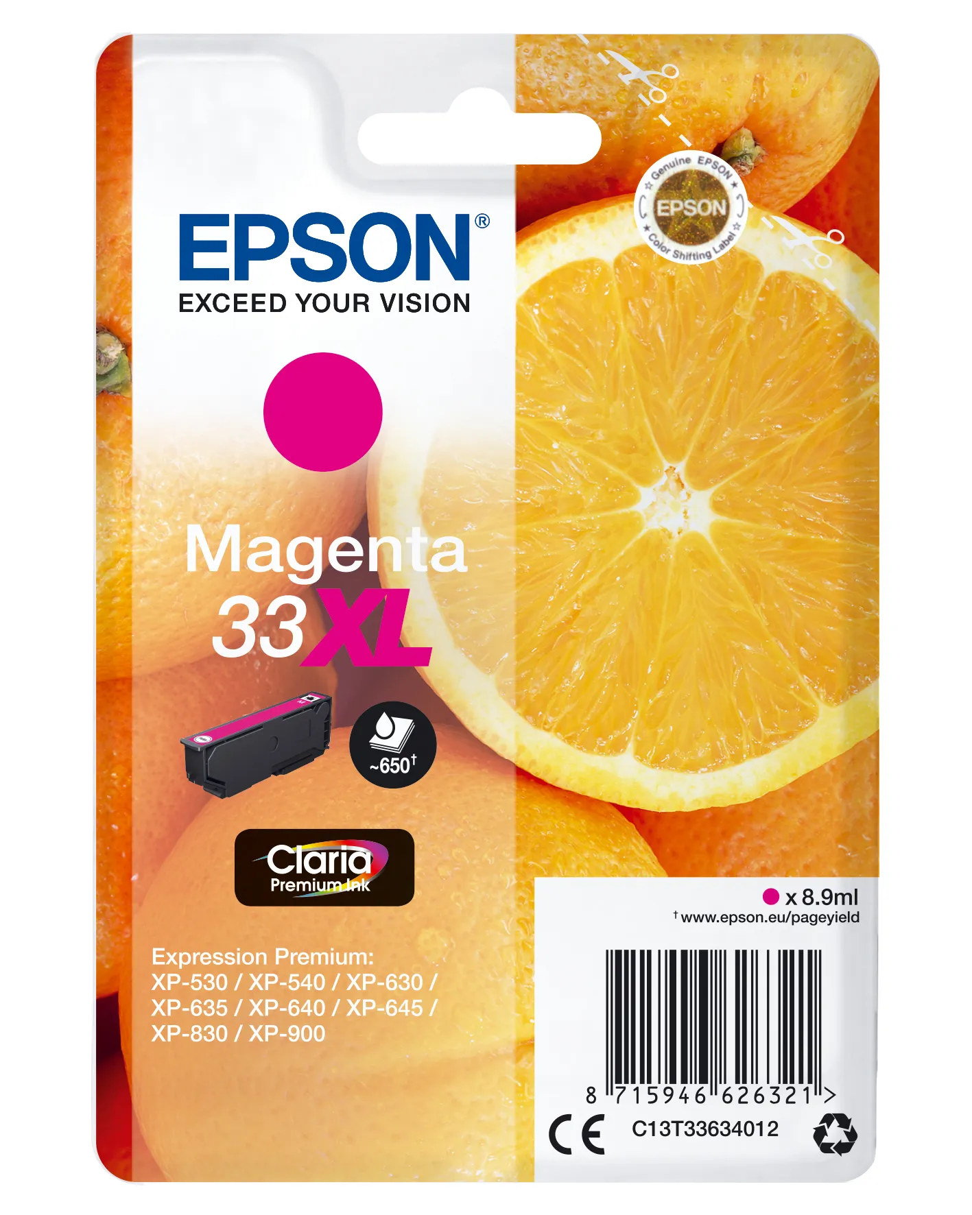 Epson 33XL ink cartridge, 8.9 ml, Magenta