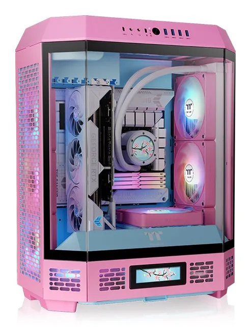 Thermaltake The Tower 600 -miditornikotelo ikkunalla, bubble pink