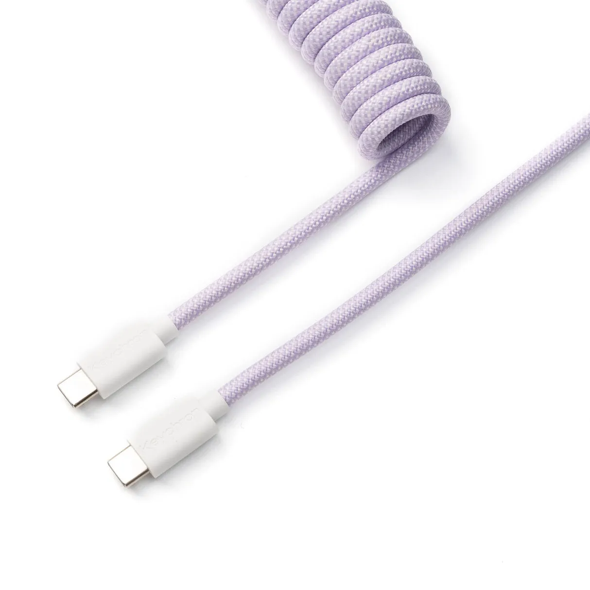 Keychron CAB-34 Coiled Aviator USB-C &ndash; USB-A -kaapeli, 1,76 m, vaaleanvioletti