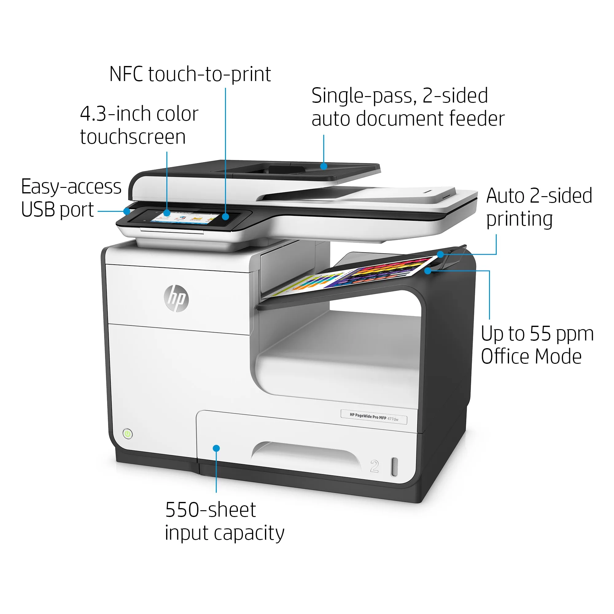 HP PageWide Pro 477dw Duplex, LAN/Wi-Fi, A4 -v&auml;rimustesuihkutulostin