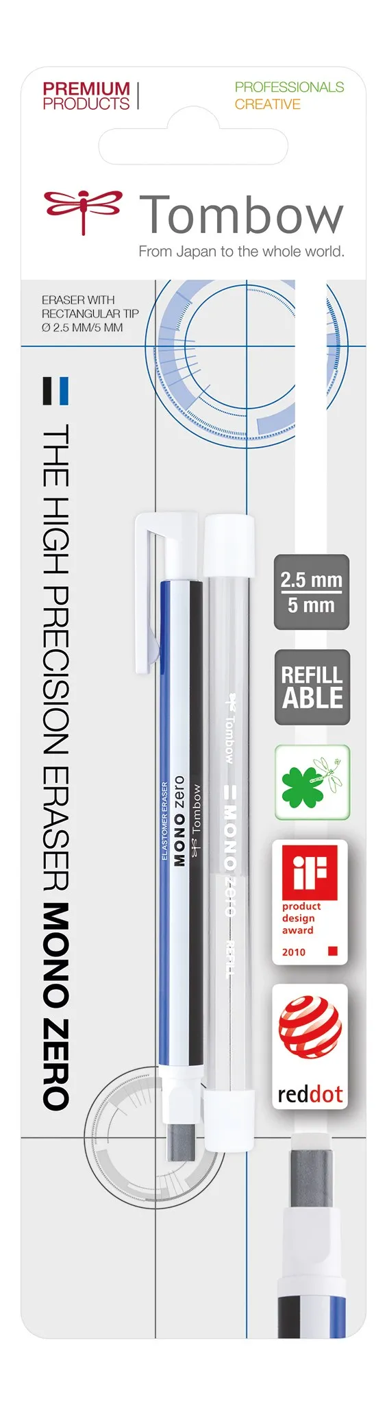Tombow eraser pen MONO zero 2,5x5mm white blister