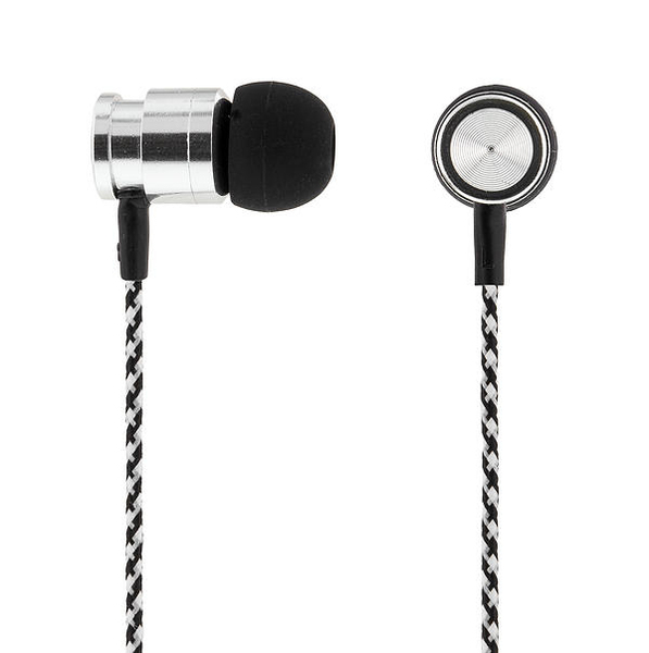 STREETZ in-ear h&ouml;rlurar med tygkl&auml;dd kabel, 1,2m kabel, silver