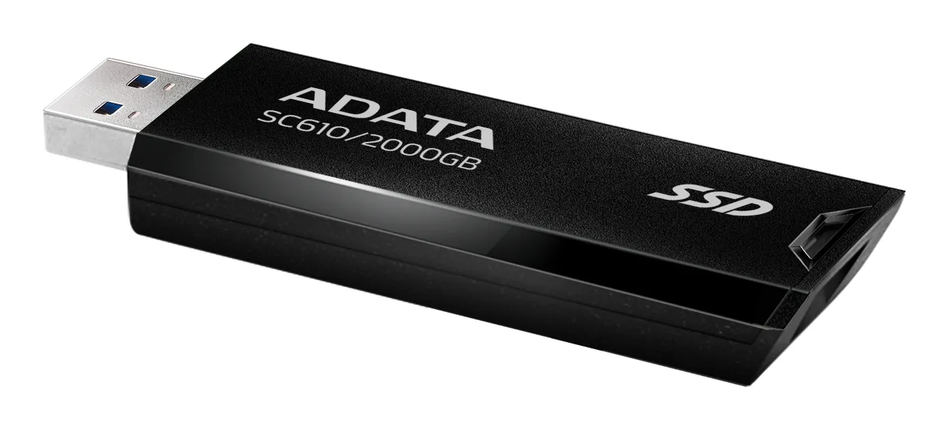 A-DATA SC610 2TB External SSD with USB 3.2 Gen 2 (USB-A), Portable, for console gaming, Black