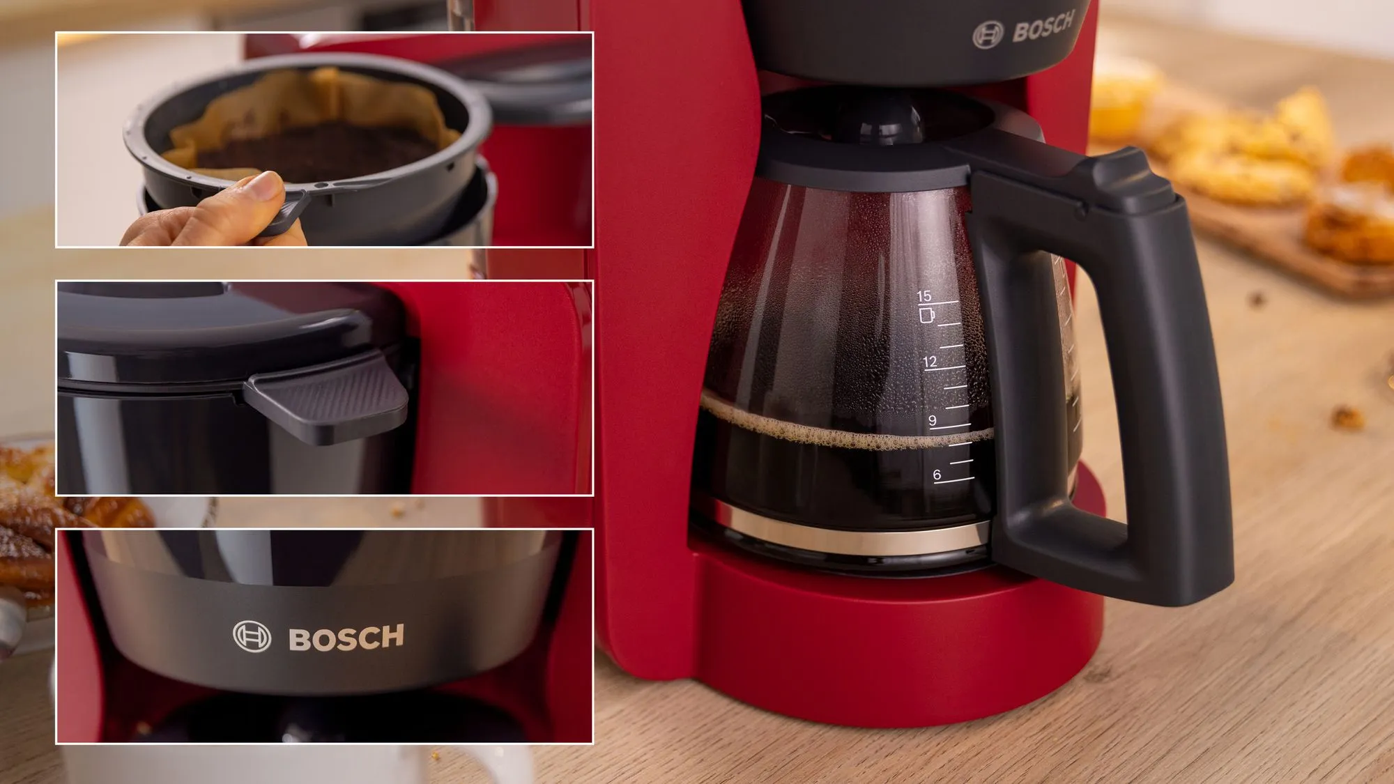 Bosch MyMoment TKA3M134 -kahvinkeitin, punainen