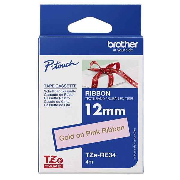 BROTHER TZERE34 12 GOLD ON PINK RIBBON