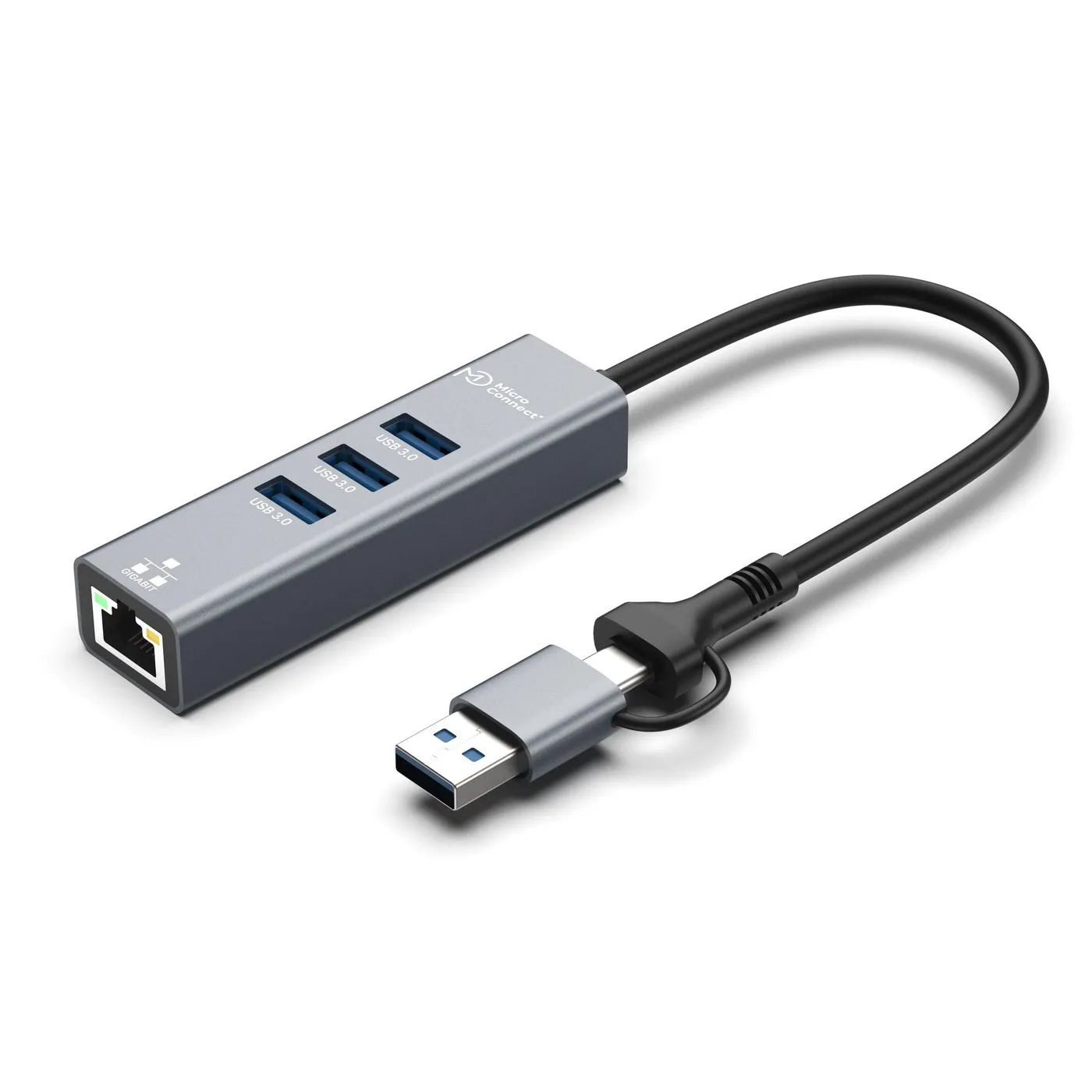 USB 3.2 Gen 1 Hub 4-Port with Ethernet and USB-C &amp; A