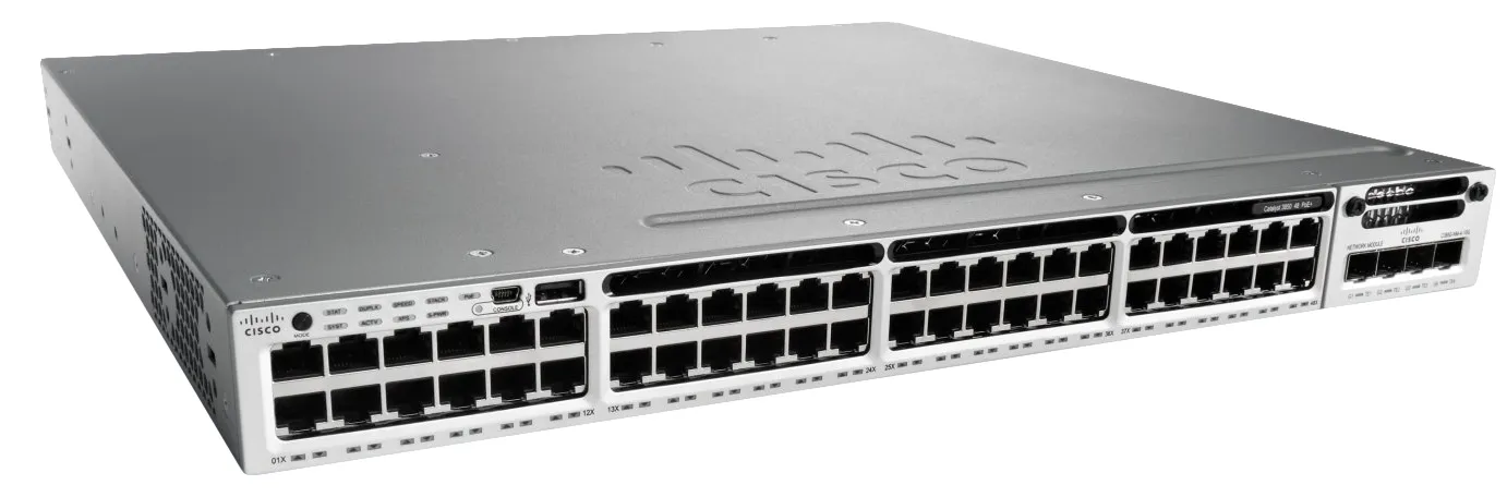 Cisco Catalyst 3850-48T-L - Kytkin - Hallinnoitu - 48 x 10/100/1000 - ty&ouml;p&ouml;yt&auml;, r&auml;kkiin asennettava